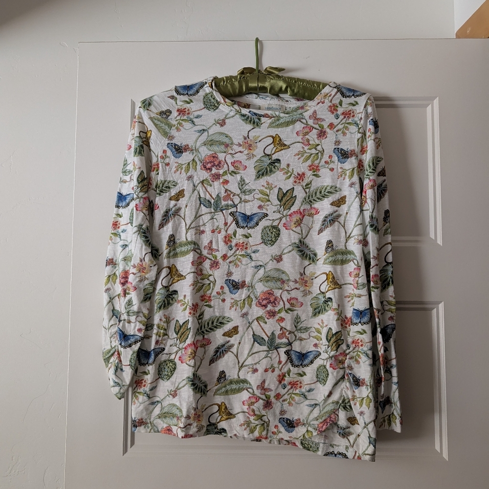 Sundance Butterfly Print Long Sleeve Shirt Size Small